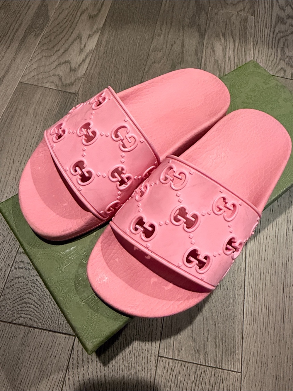 Gucci Pink GG Embossed Slide Sandals - Picture 6 of 8